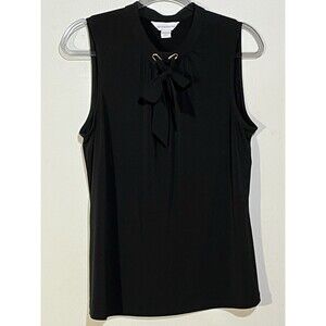 Liz Claiborne blouse women’s size Large Black stretch career sleeveless key hole